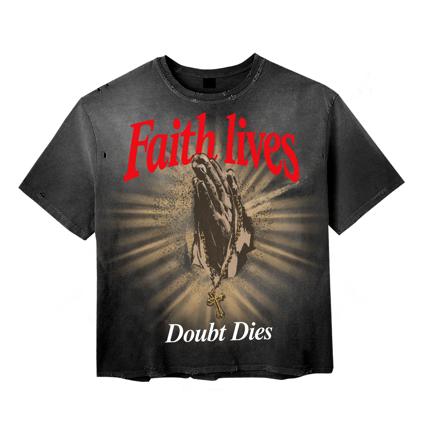 "FAITH LIVES" Distressed Tee