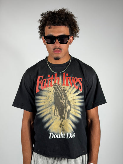 "FAITH LIVES" Distressed Tee