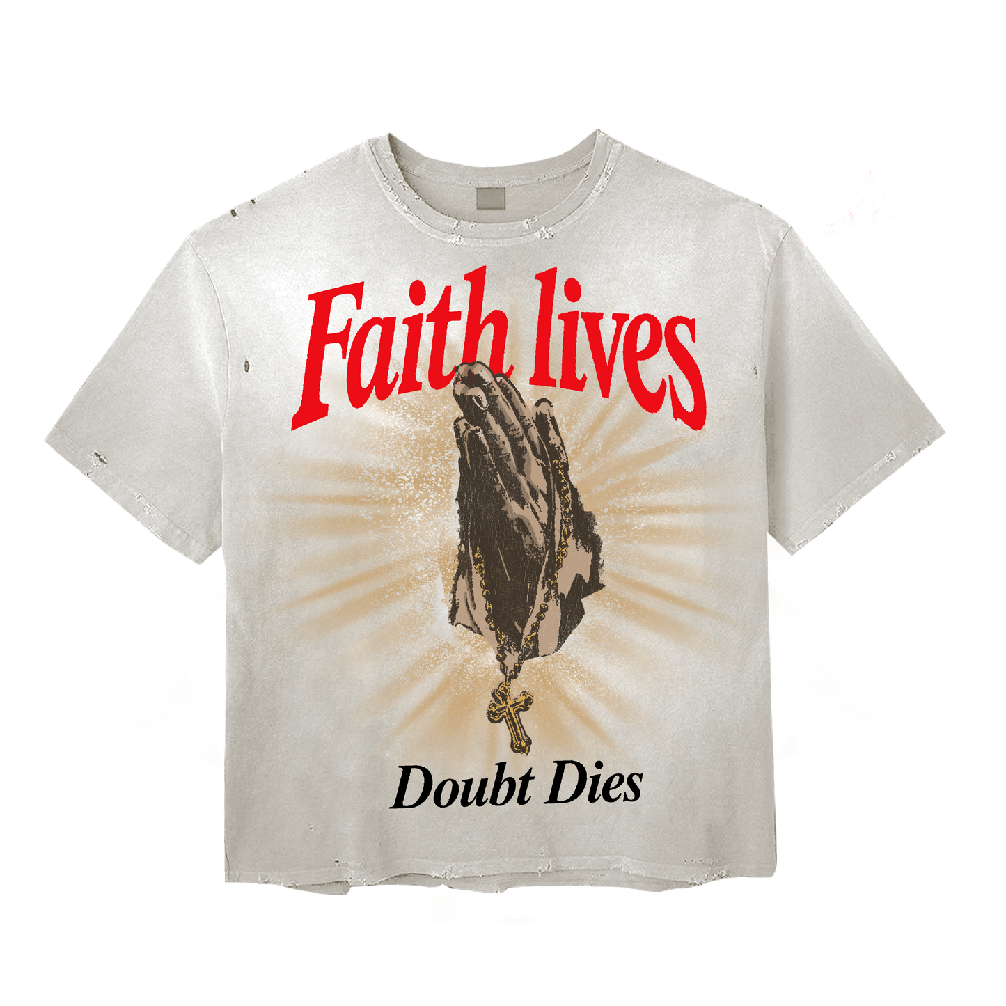 "FAITH LIVES" Distressed Tee