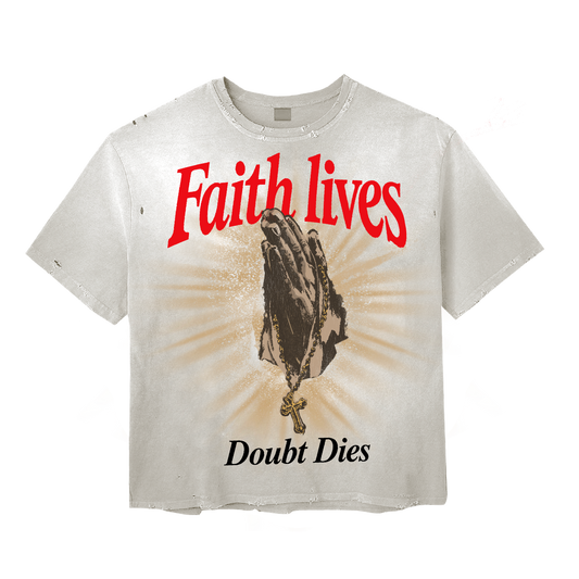 "FAITH LIVES" Distressed Tee