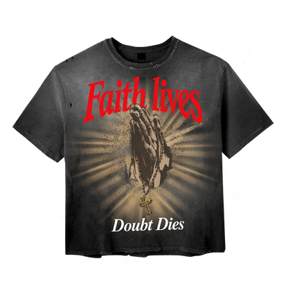 "FAITH LIVES" Distressed Tee