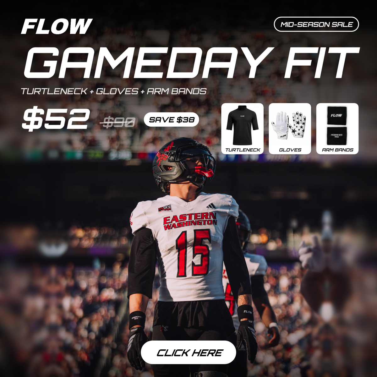 FLOW Gameday Fit — turtleneck, gloves and arm bands for $52